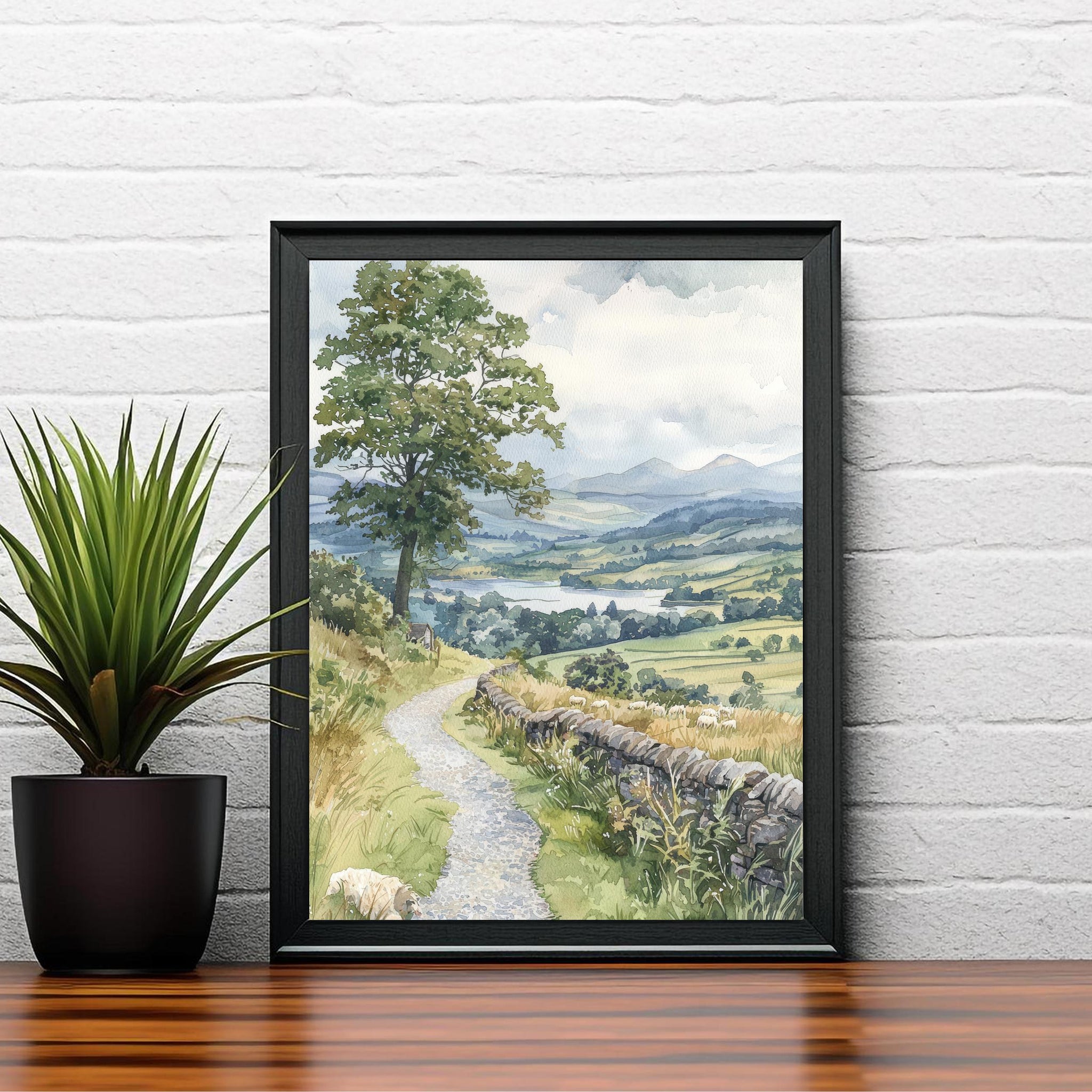 Hawkshead Lake District Watercolor Art Print, Beatrix Potter Painting, UK Village Wall Decor, Cumbria Gift
