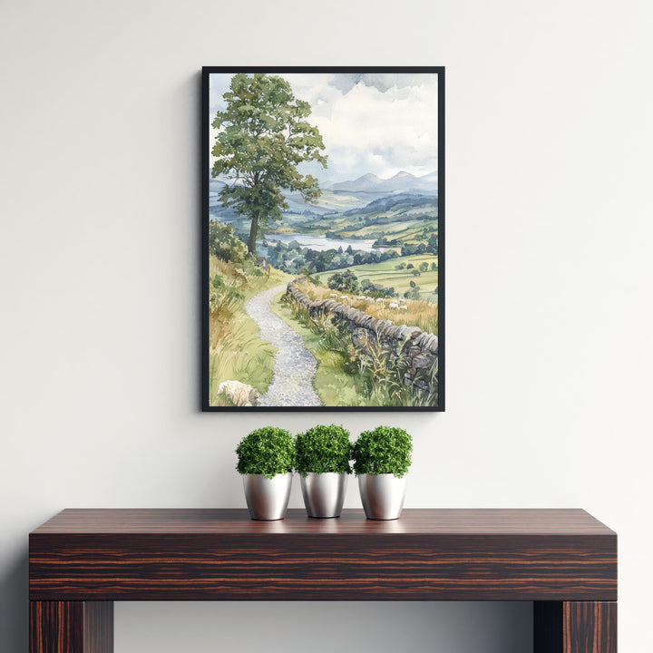 Hawkshead Lake District Watercolor Art Print, Beatrix Potter Painting, UK Village Wall Decor, Cumbria Gift