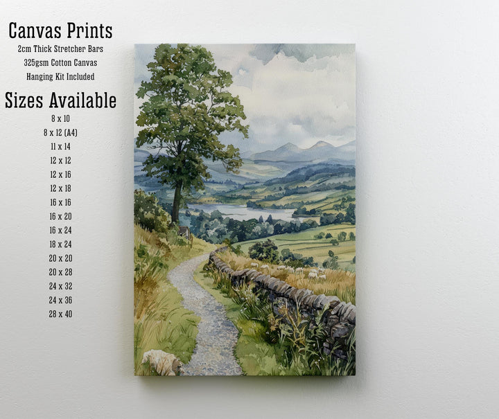 Hawkshead Lake District Watercolor Art Print, Beatrix Potter Painting, UK Village Wall Decor, Cumbria Gift