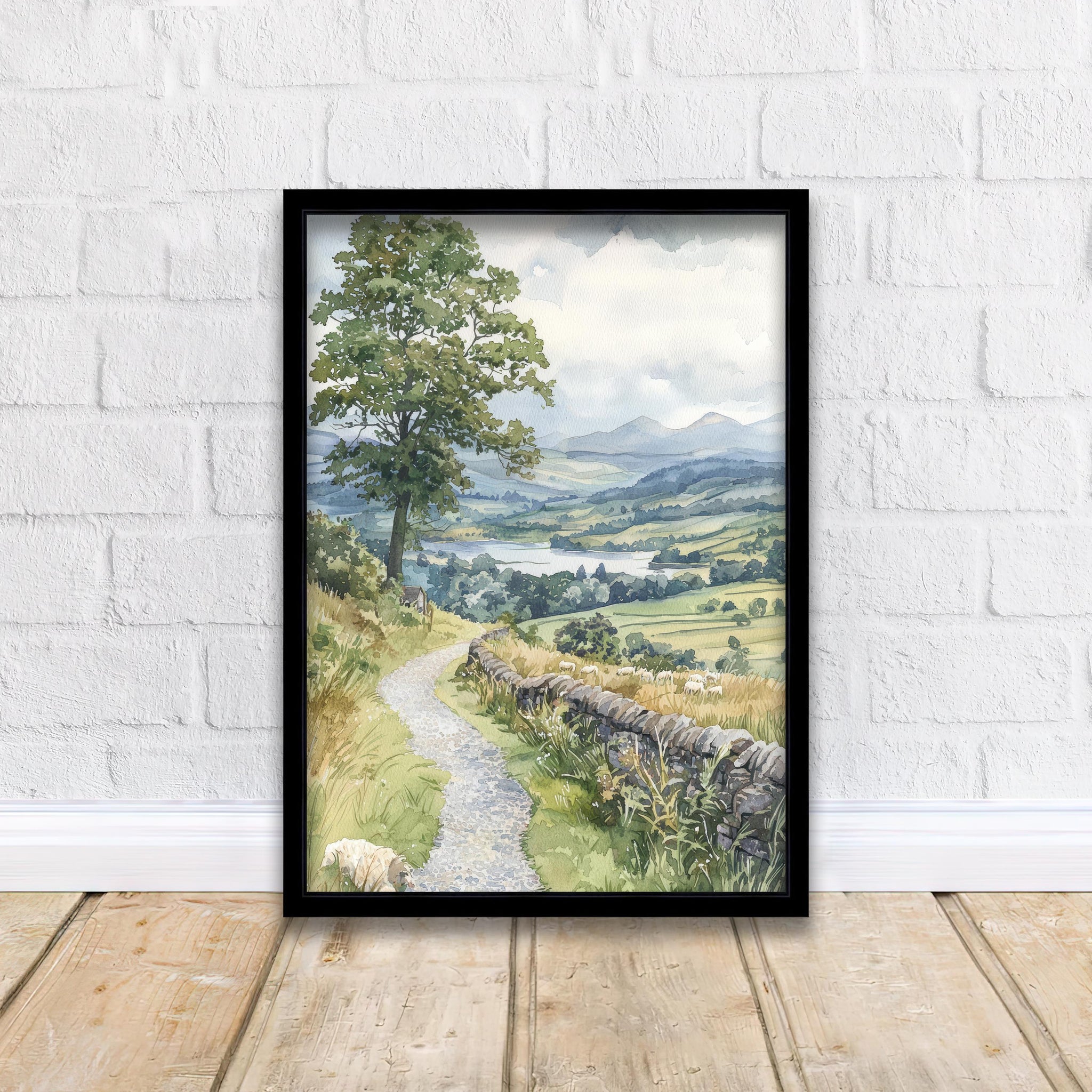 Hawkshead Lake District Watercolor Art Print, Beatrix Potter Painting, UK Village Wall Decor, Cumbria Gift