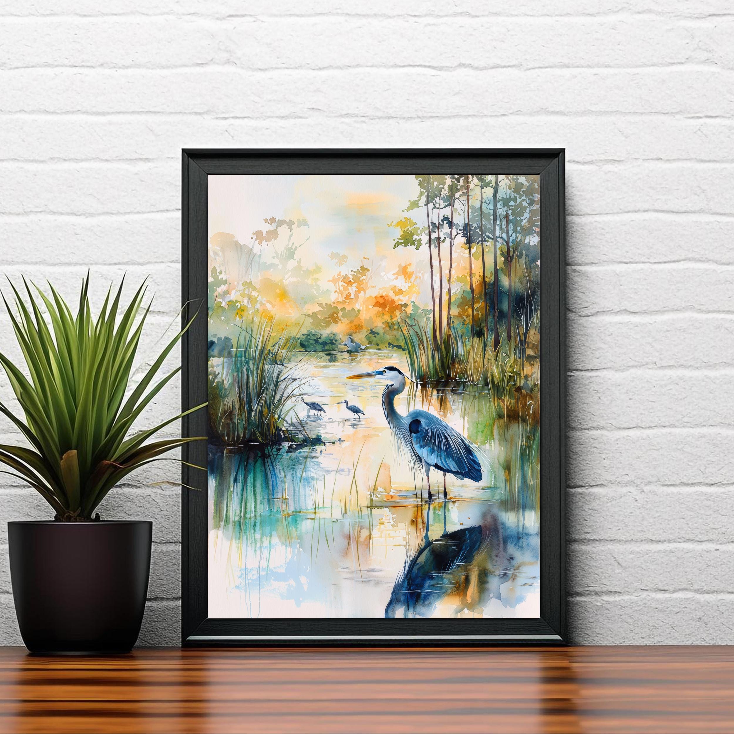 Everglades Florida Watercolor Art Print, Alligator Nature Painting, Florida Wildlife Wall Decor, Travel Gift