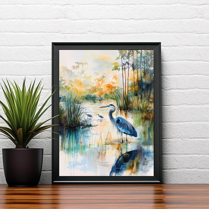 Everglades Florida Watercolor Art Print, Alligator Nature Painting, Florida Wildlife Wall Decor, Travel Gift
