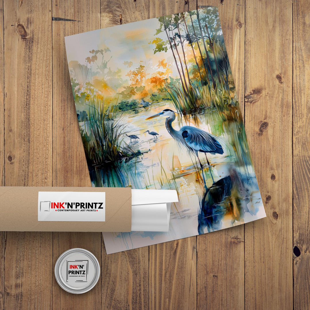 Everglades Florida Watercolor Art Print, Alligator Nature Painting, Florida Wildlife Wall Decor, Travel Gift
