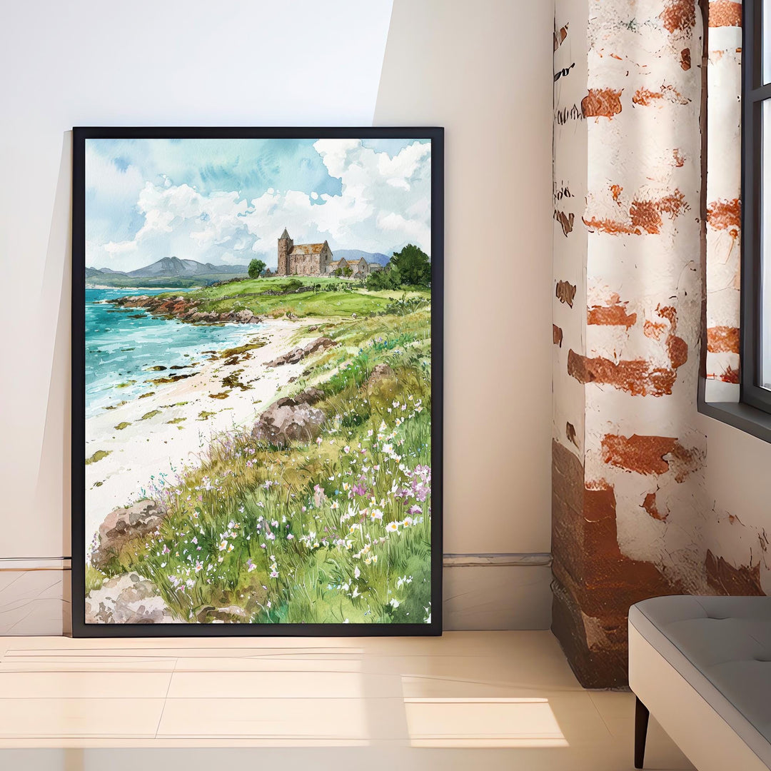 Isle of Iona Watercolor Art Print, Iona Abbey Painting, Scottish Island Wall Decor, Travel Gift