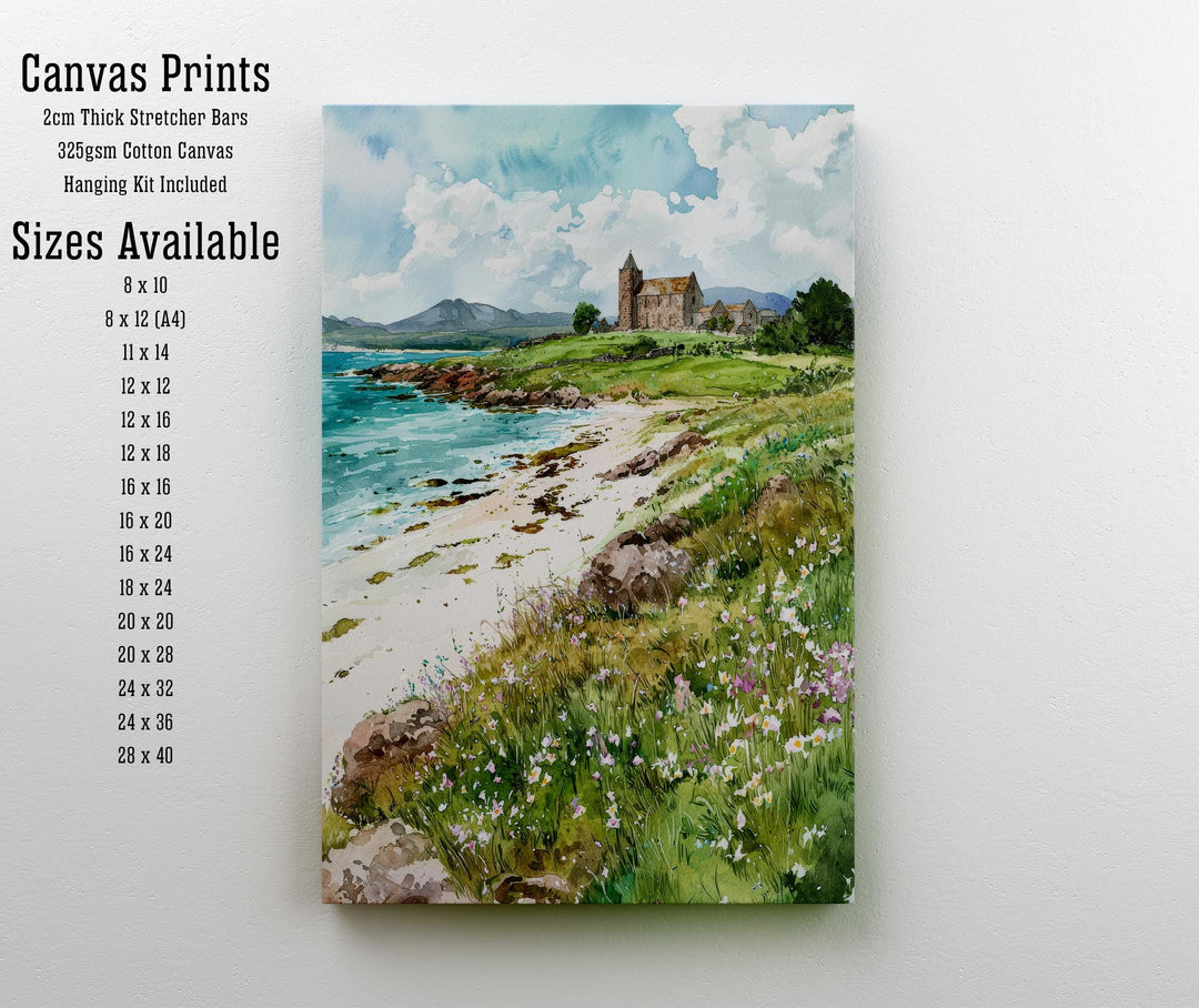 Isle of Iona Watercolor Art Print, Iona Abbey Painting, Scottish Island Wall Decor, Travel Gift