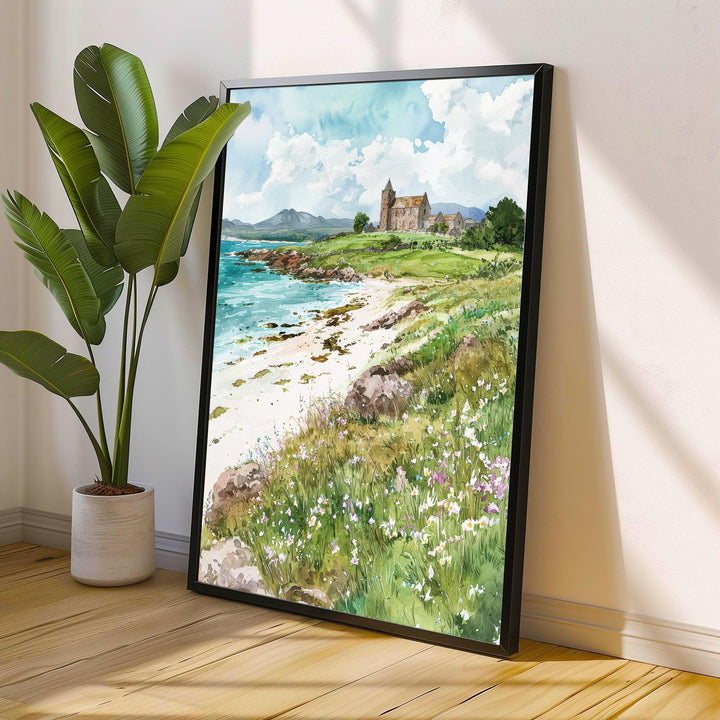 Isle of Iona Watercolor Art Print, Iona Abbey Painting, Scottish Island Wall Decor, Travel Gift