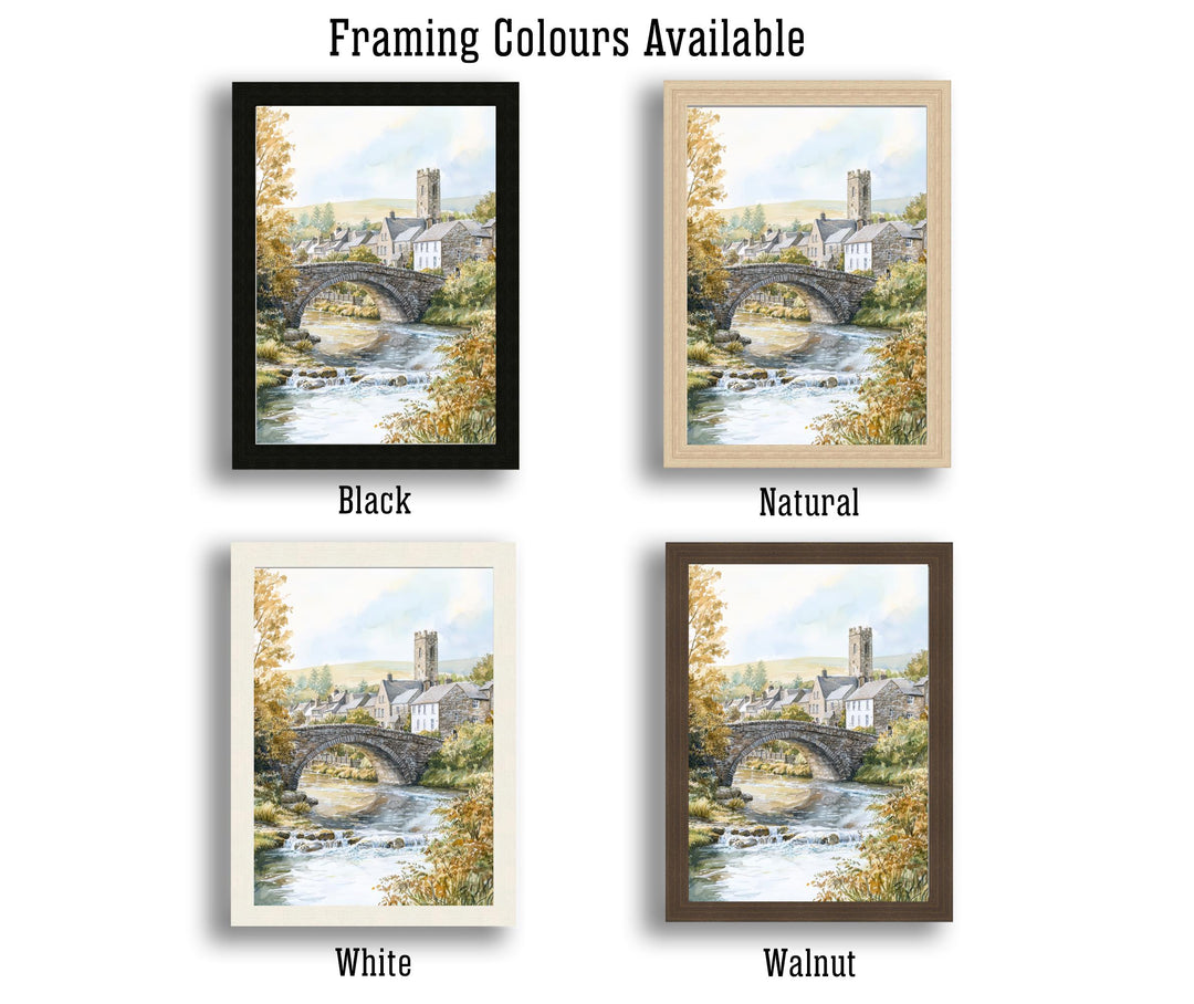 Kirkby Lonsdale Watercolor Art Print, Ruskin's View Painting, Cumbria UK Wall Decor, English Village Gift