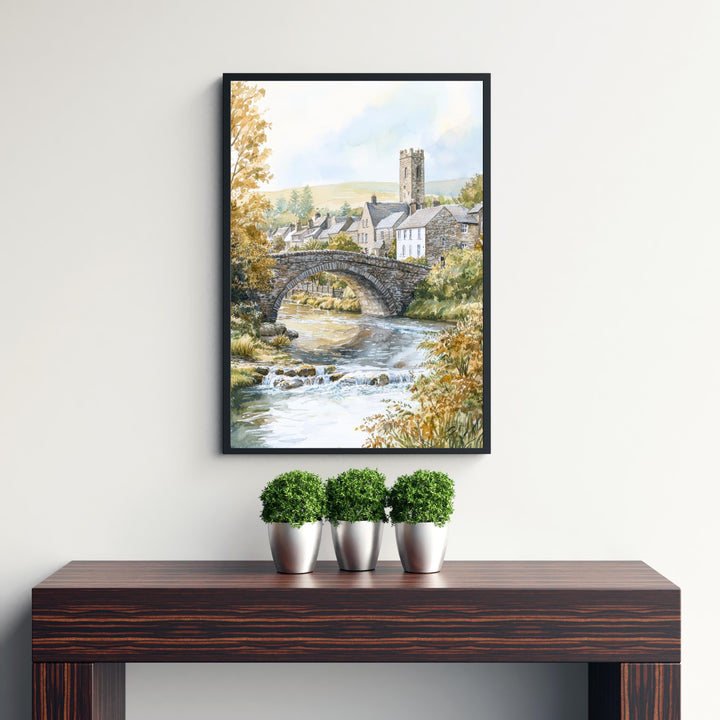 Kirkby Lonsdale Watercolor Art Print, Ruskin's View Painting, Cumbria UK Wall Decor, English Village Gift