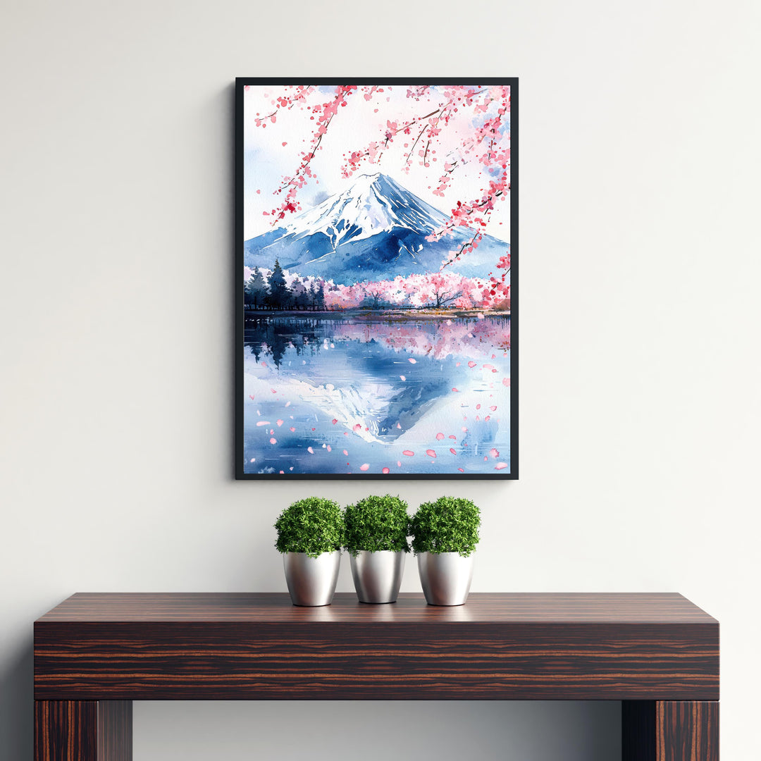 Mount Fuji Watercolor Art Print, Japan Painting, Volcano Wall Decor, Japanese Travel Gift