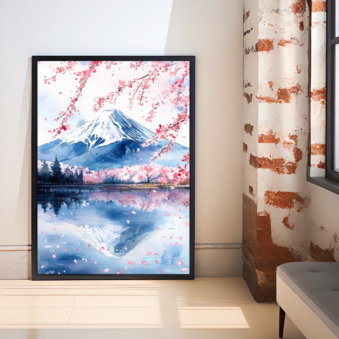 Mount Fuji Watercolor Art Print, Japan Painting, Volcano Wall Decor, Japanese Travel Gift