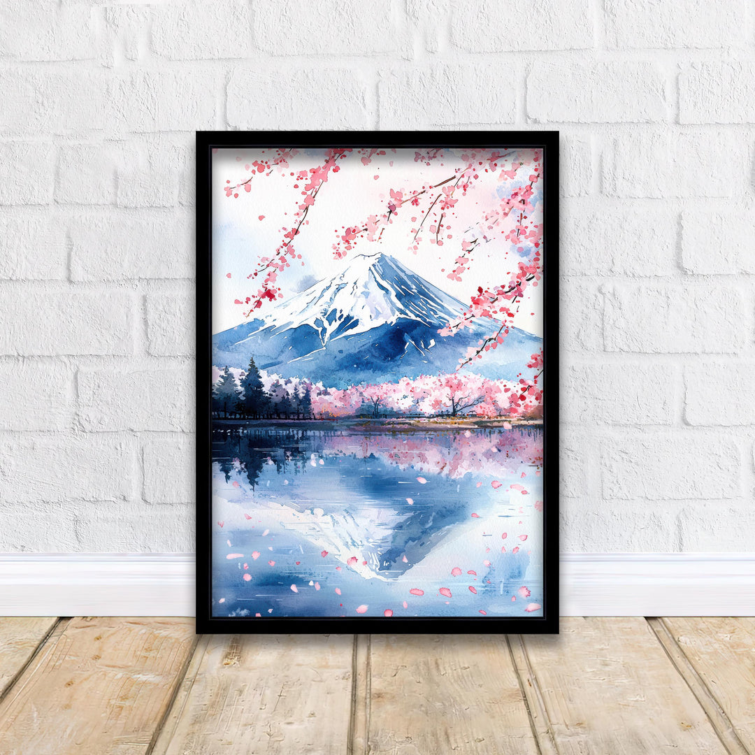 Mount Fuji Watercolor Art Print, Japan Painting, Volcano Wall Decor, Japanese Travel Gift