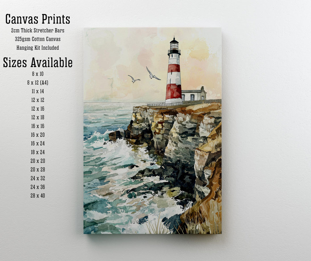 Portland Bill Lighthouse Watercolor Art Print, Dorset Coastal Painting, Jurassic Coast Wall Decor, Lighthouse Gift
