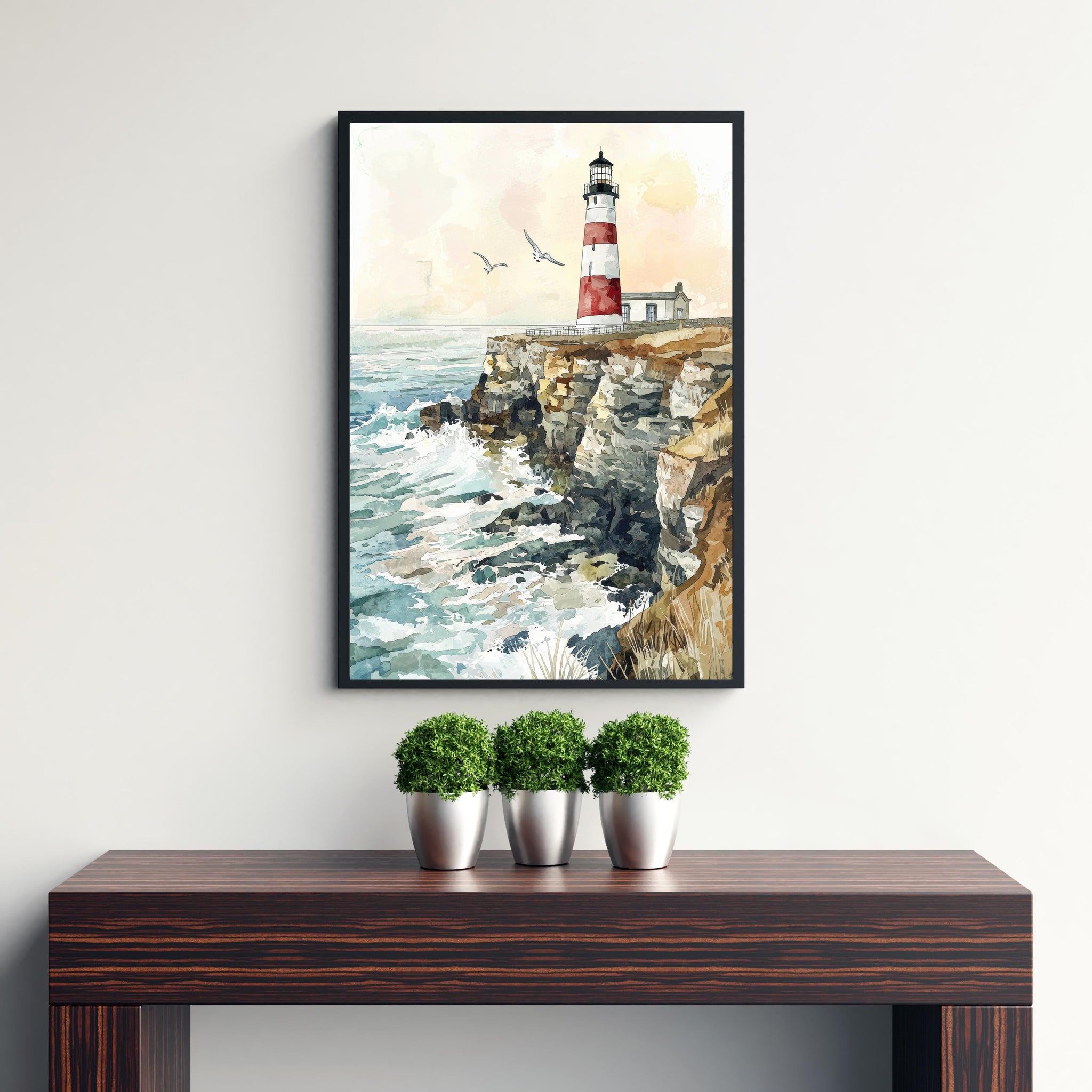 Portland Bill Lighthouse Watercolor Art Print, Dorset Coastal Painting, Jurassic Coast Wall Decor, Lighthouse Gift