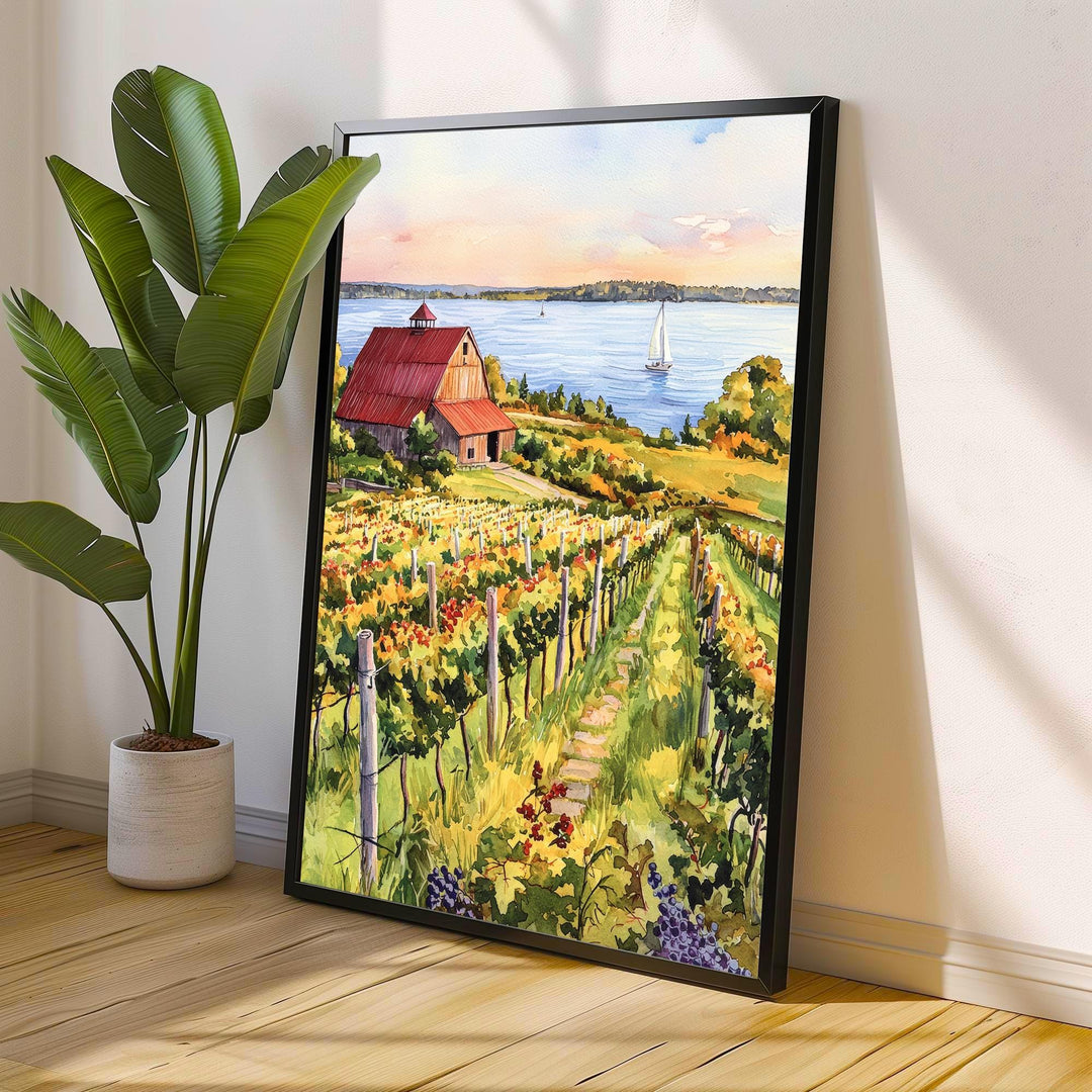 Prince Edward County Watercolor Art Print, Ontario Wine Country Painting, Sandbanks Wall Decor, Canadian Gift
