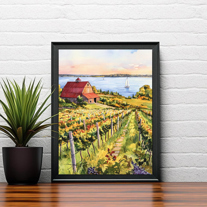 Prince Edward County Watercolor Art Print, Ontario Wine Country Painting, Sandbanks Wall Decor, Canadian Gift