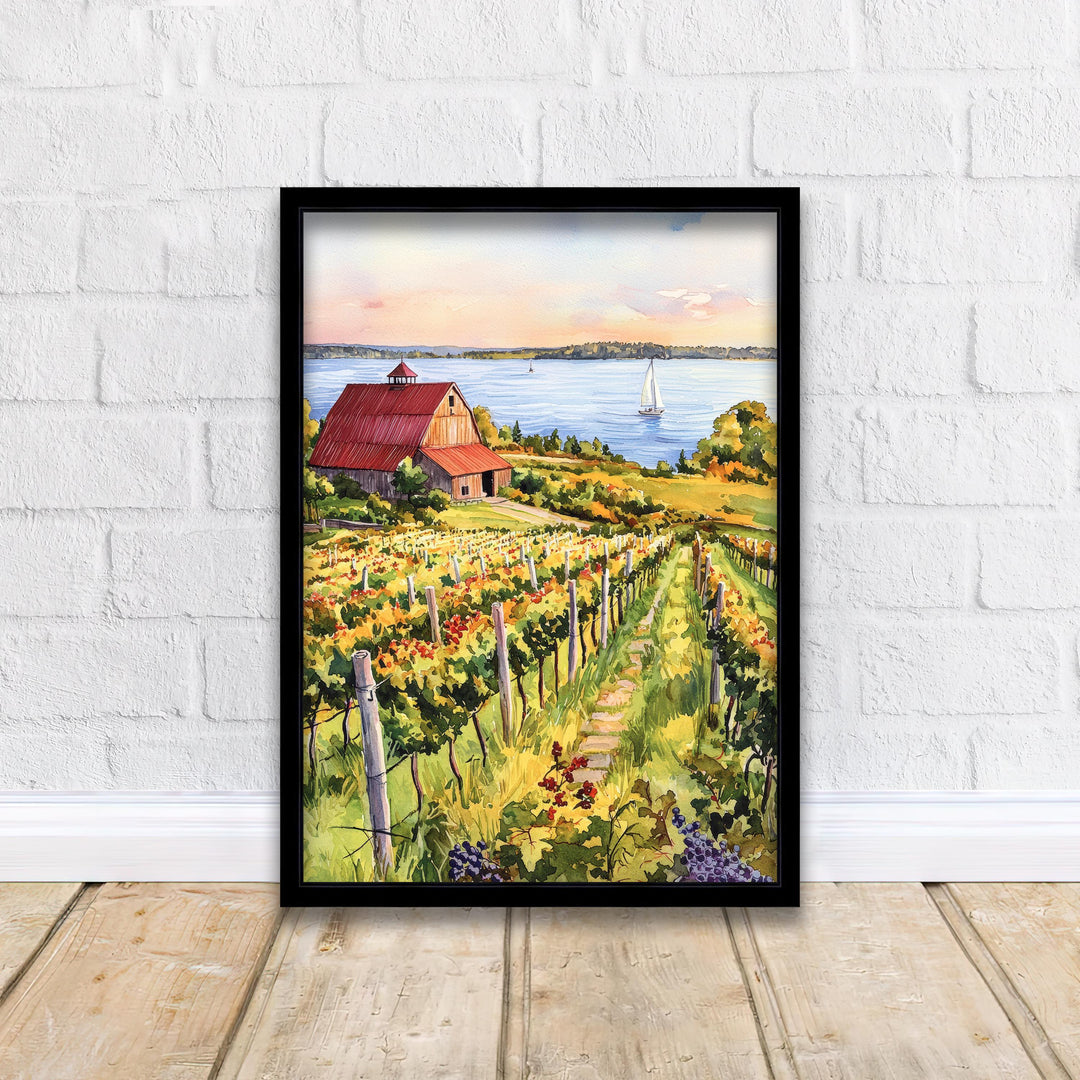 Prince Edward County Watercolor Art Print, Ontario Wine Country Painting, Sandbanks Wall Decor, Canadian Gift