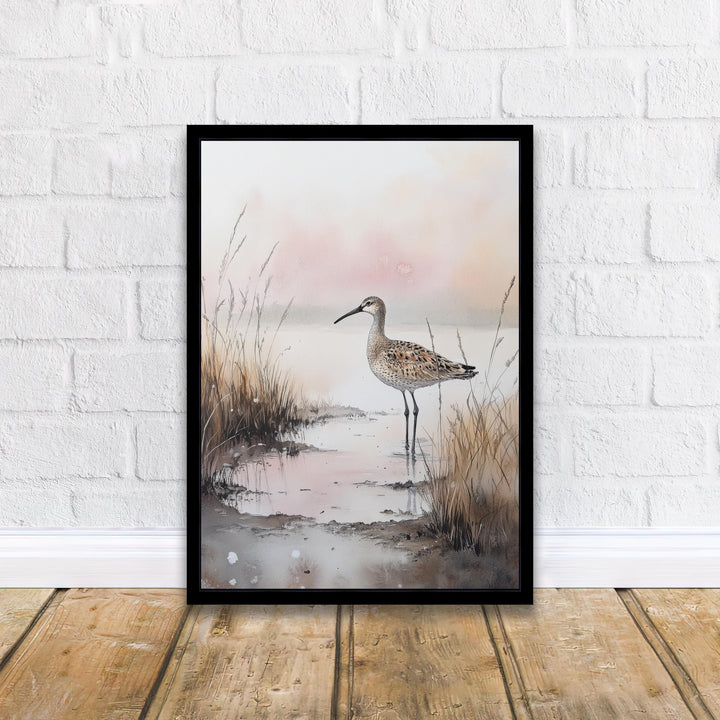 Shorebird Marshland Watercolor Print Cottagecore Decor Dark Academia Art Enchanted Wildlife Illustration Vintage Nature Wall Art