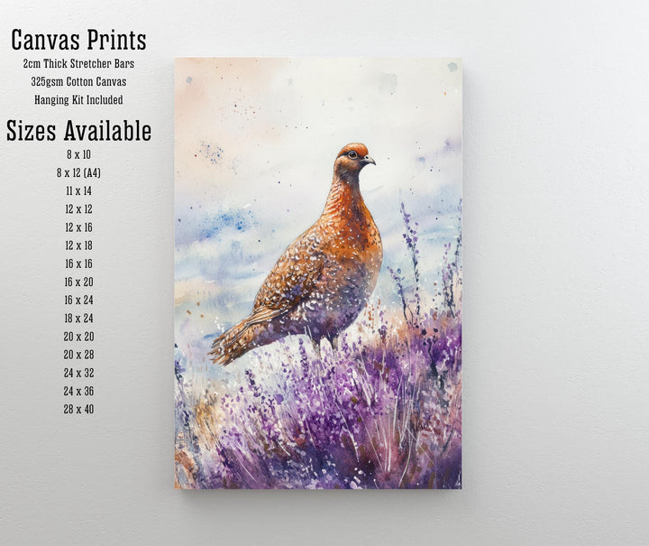 Partridge in Heather Watercolor Print Cottagecore Decor Dark Academia Art Enchanted Wildlife Illustration Vintage Nature Wall Art