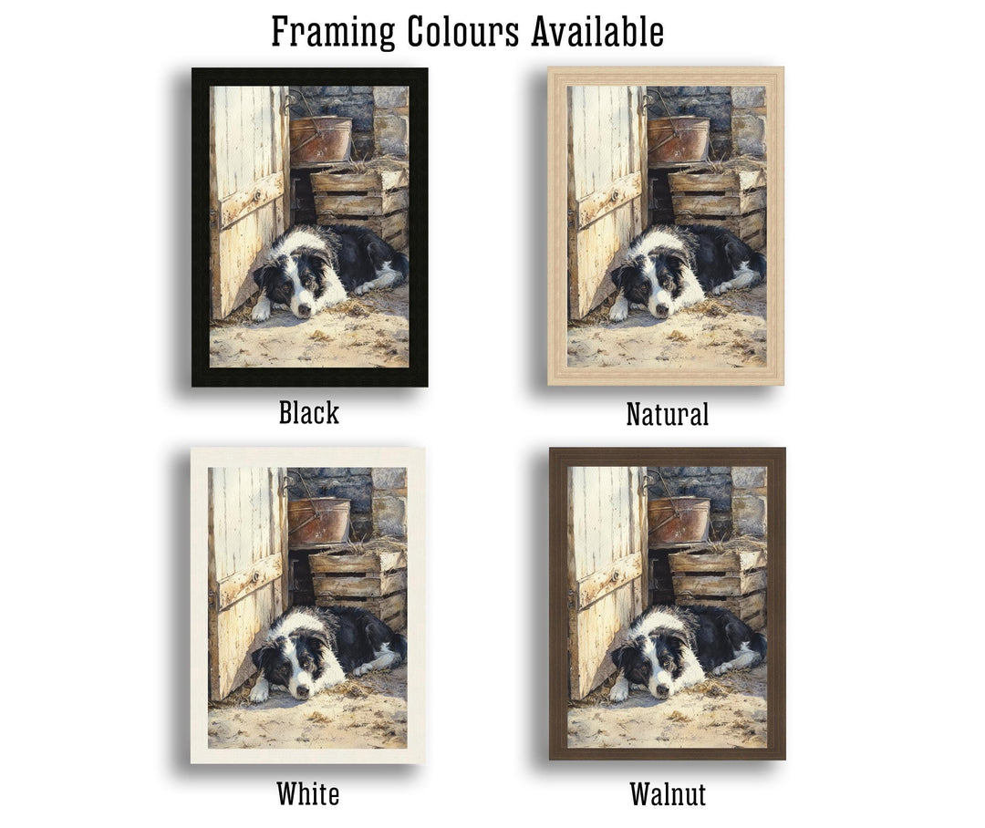 Border Collie Watercolor Print Cottagecore Decor Dark Academia Art Rustic Country Illustration Vintage Wall Art