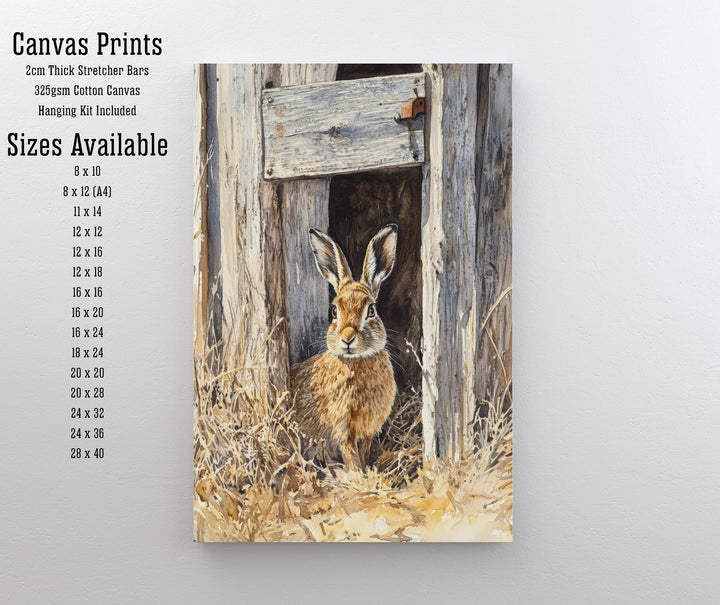 Hare at the Shed Door Watercolor Print Cottagecore Decor Dark Academia Art Enchanted Wildlife Illustration Vintage Nature Wall Art