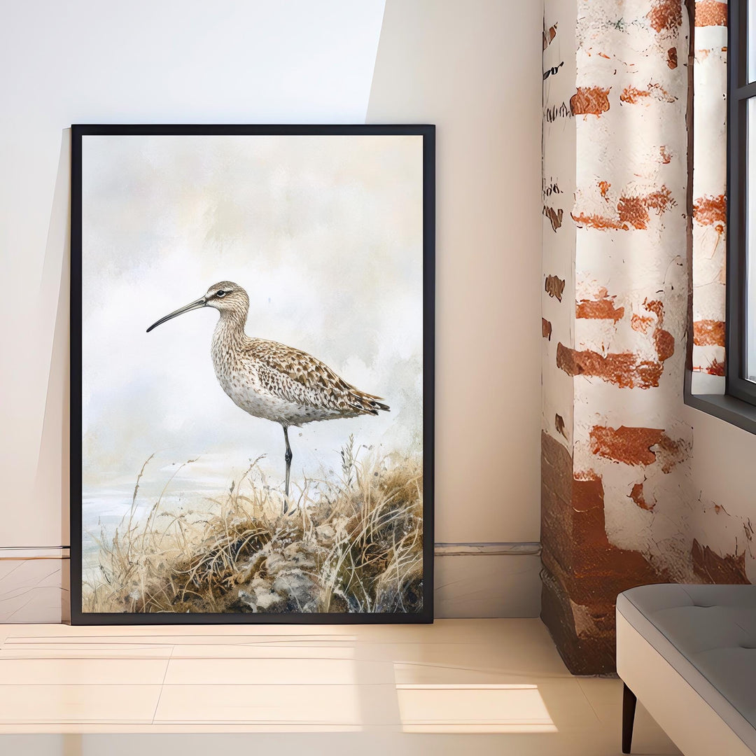 Curlew on the Moorland Watercolor Print Cottagecore Decor Dark Academia Art Enchanted Wildlife Illustration Vintage Nature Wall Art