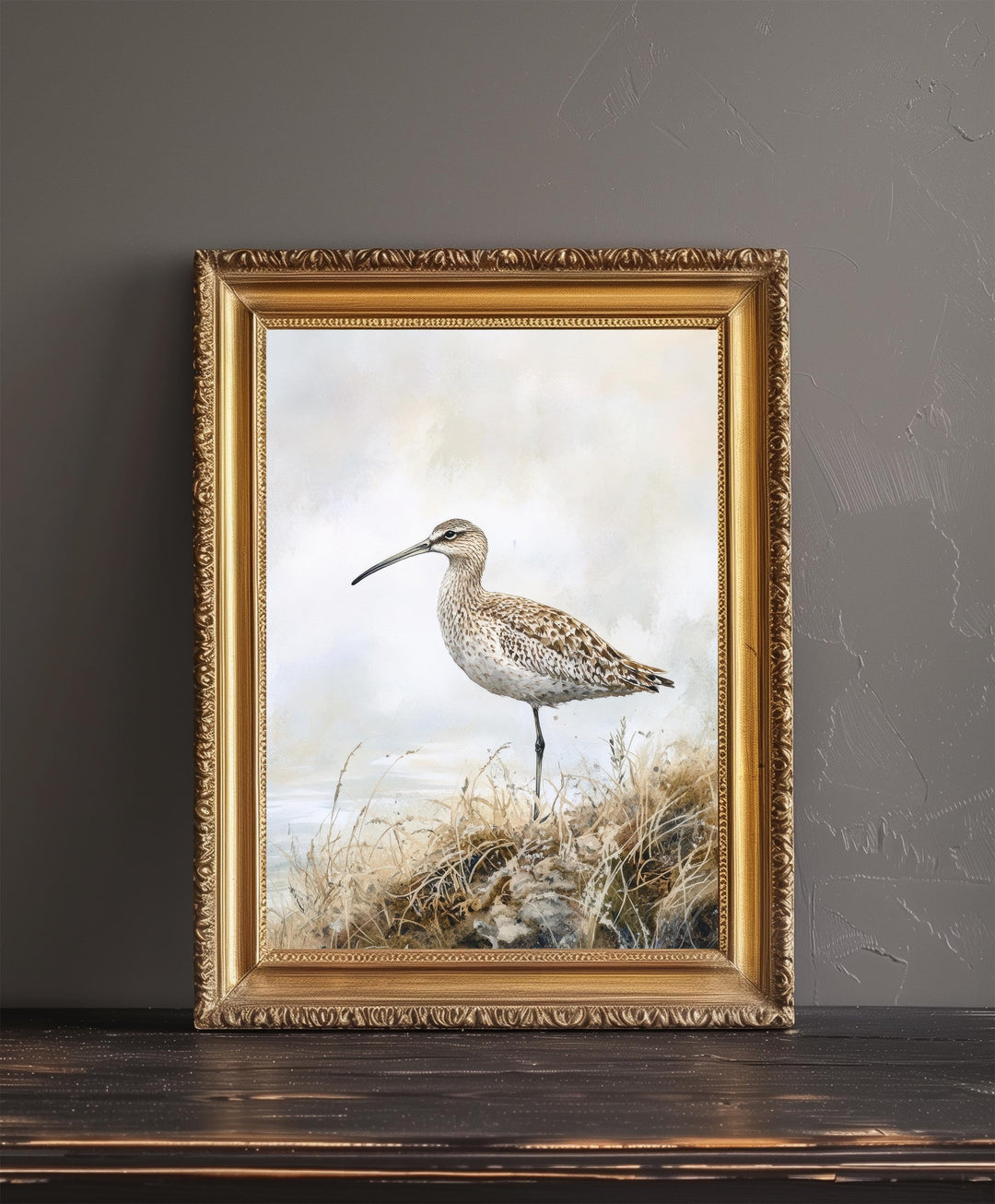 Curlew on the Moorland Watercolor Print Cottagecore Decor Dark Academia Art Enchanted Wildlife Illustration Vintage Nature Wall Art