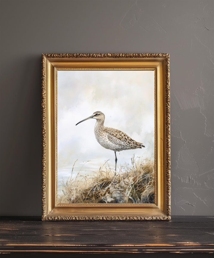 Curlew on the Moorland Watercolor Print Cottagecore Decor Dark Academia Art Enchanted Wildlife Illustration Vintage Nature Wall Art