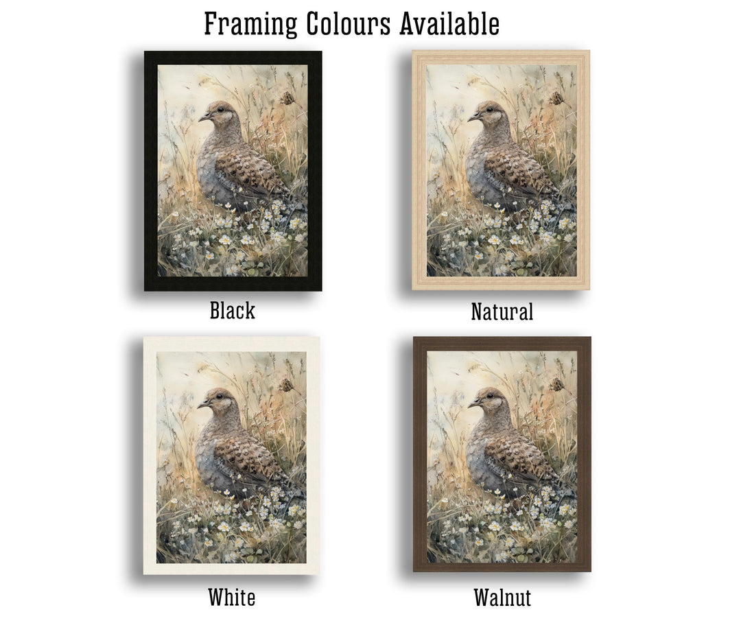 Partridge in the Meadow Watercolor Print Cottagecore Decor Dark Academia Art Enchanted Wildlife Illustration Vintage Nature Wall Art