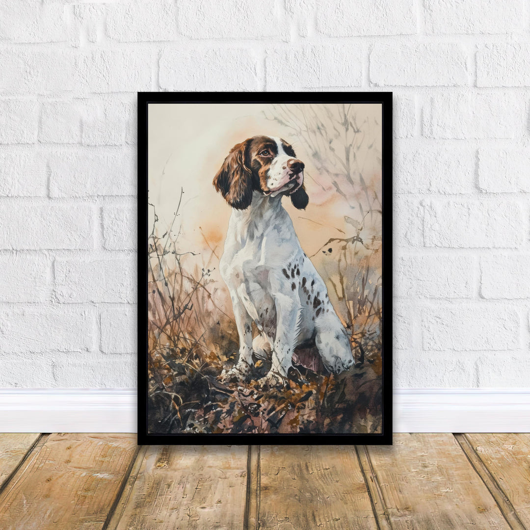 Springer Spaniel Watercolor Print Cottagecore Decor Dark Academia Art Rustic Country Illustration Vintage Wall Art