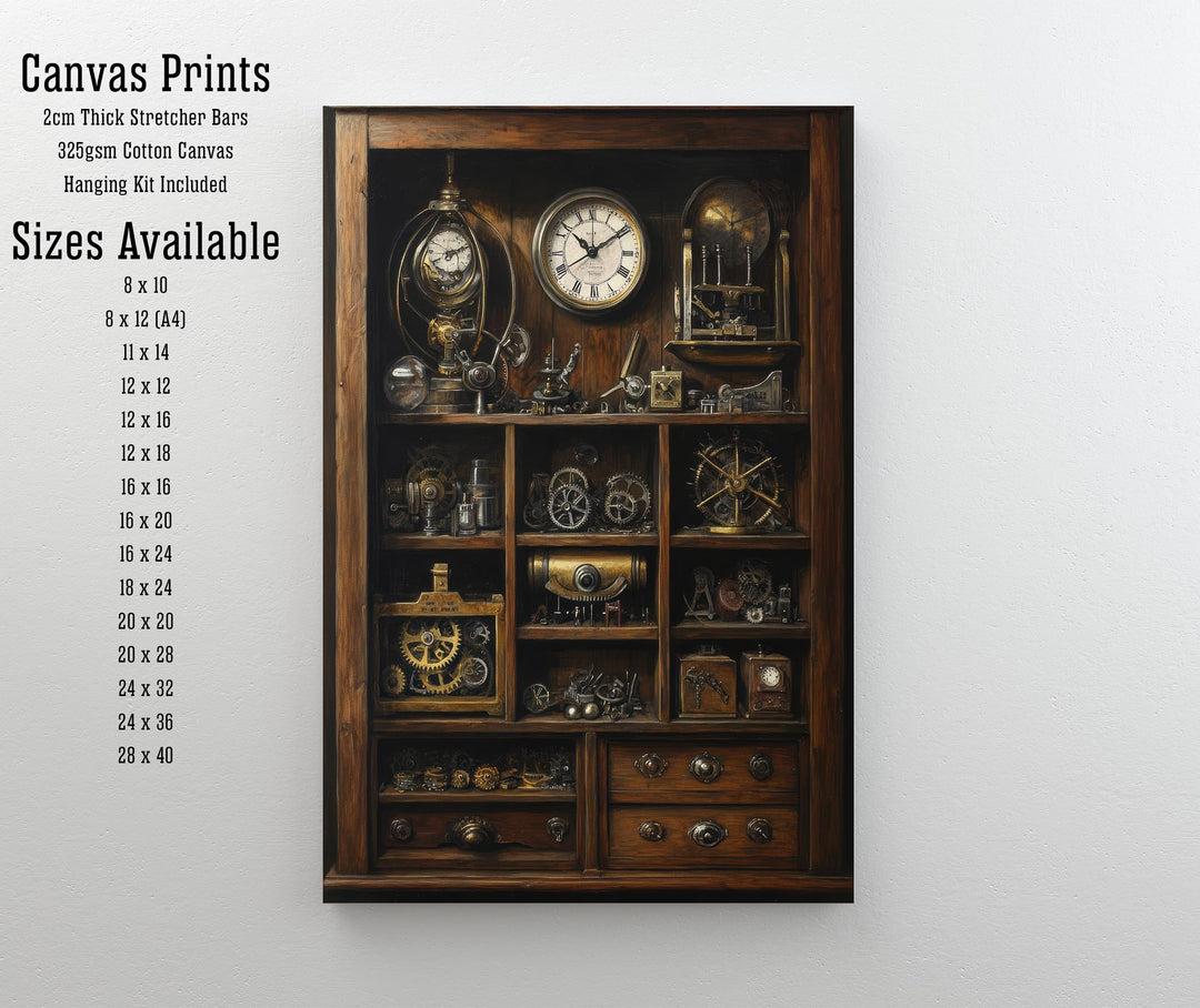 Steampunk Cabinet of Curiosities Print Dark Academia Art Victorian Science Illustration Vintage Wall Art