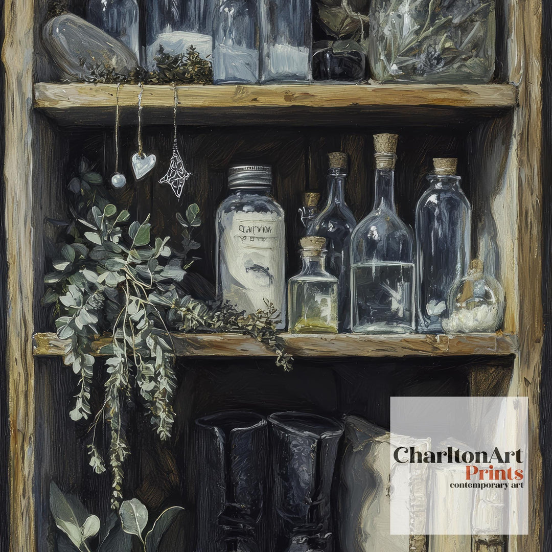 Alchemist's Shelf Print Dark Academia Art Cottagecore Decor Magical Still Life Vintage Wall Art