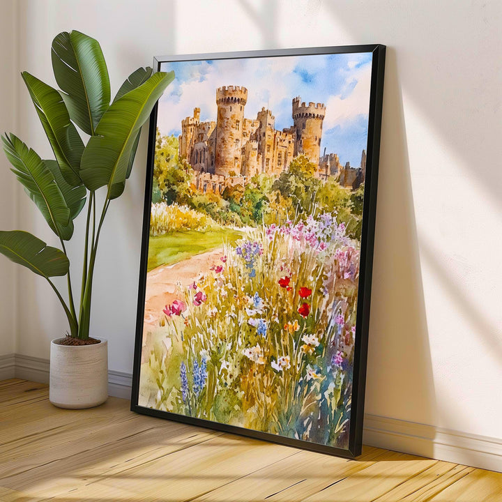 Alnwick Castle Watercolor Painting Northumberland Wall Art Historic Castle Print Medieval England Decor Gift