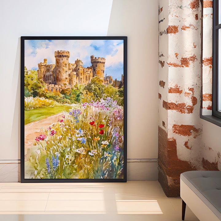 Alnwick Castle Watercolor Painting Northumberland Wall Art Historic Castle Print Medieval England Decor Gift