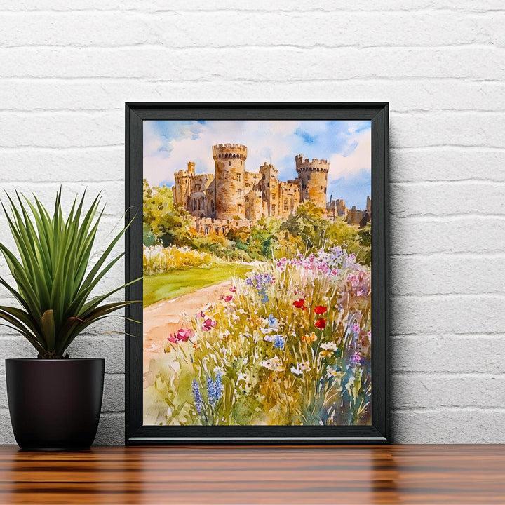 Alnwick Castle Watercolor Painting Northumberland Wall Art Historic Castle Print Medieval England Decor Gift