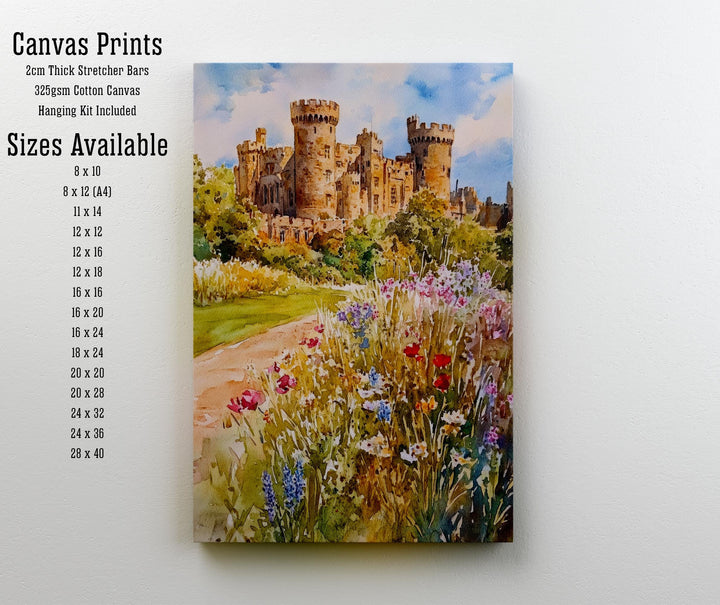 Alnwick Castle Watercolor Painting Northumberland Wall Art Historic Castle Print Medieval England Decor Gift