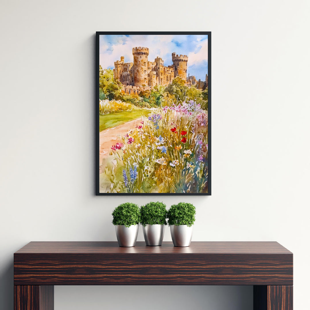 Alnwick Castle Watercolor Painting Northumberland Wall Art Historic Castle Print Medieval England Decor Gift