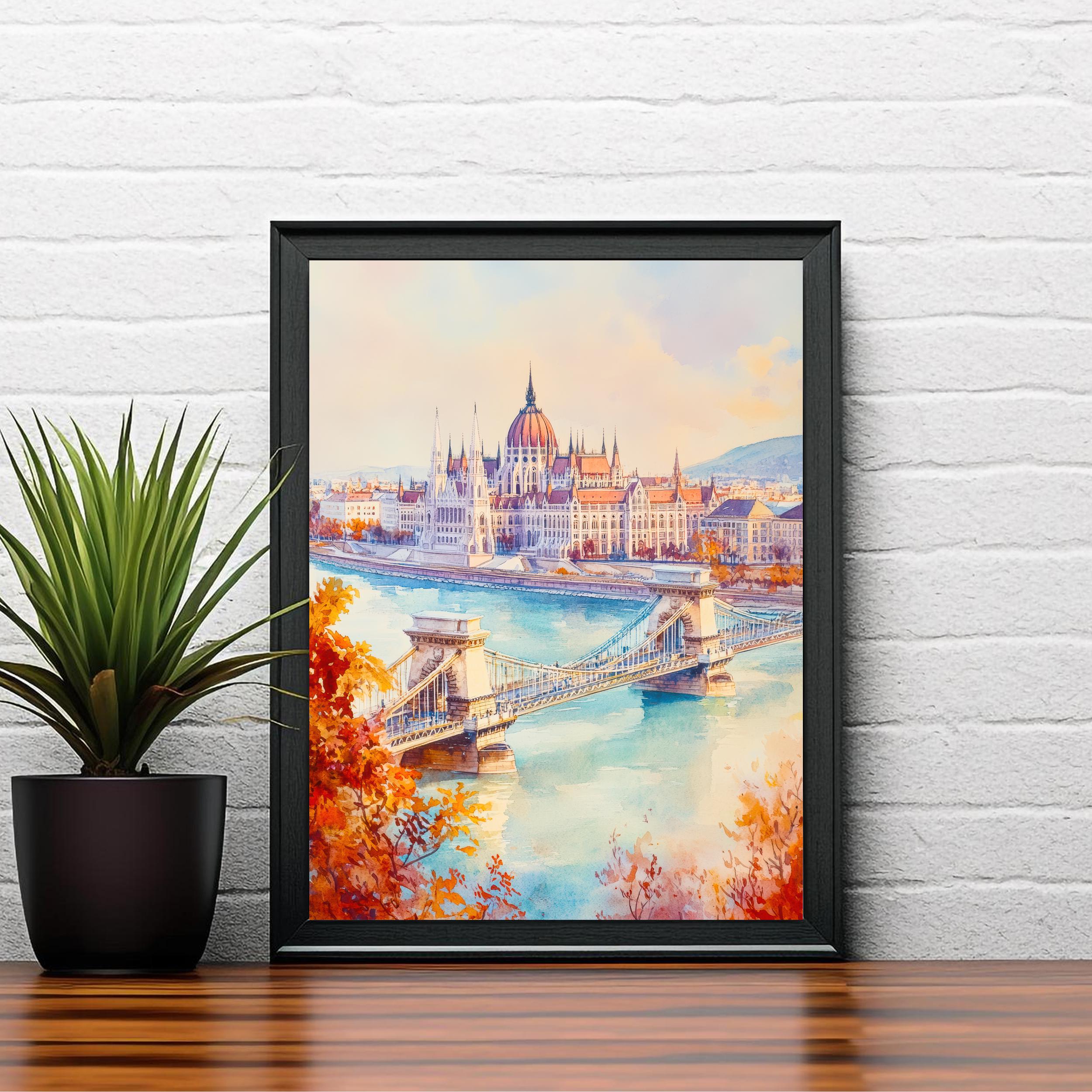 Budapest Hungary Travel Poster Print European City Wall Art Danube River Architecture Decor Gift for Hungary Lovers