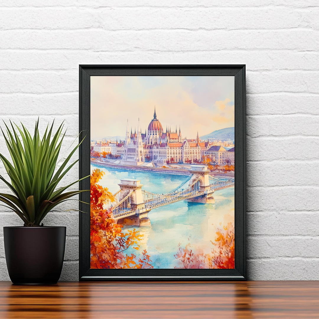 Budapest Hungary Travel Poster Print European City Wall Art Danube River Architecture Decor Gift for Hungary Lovers