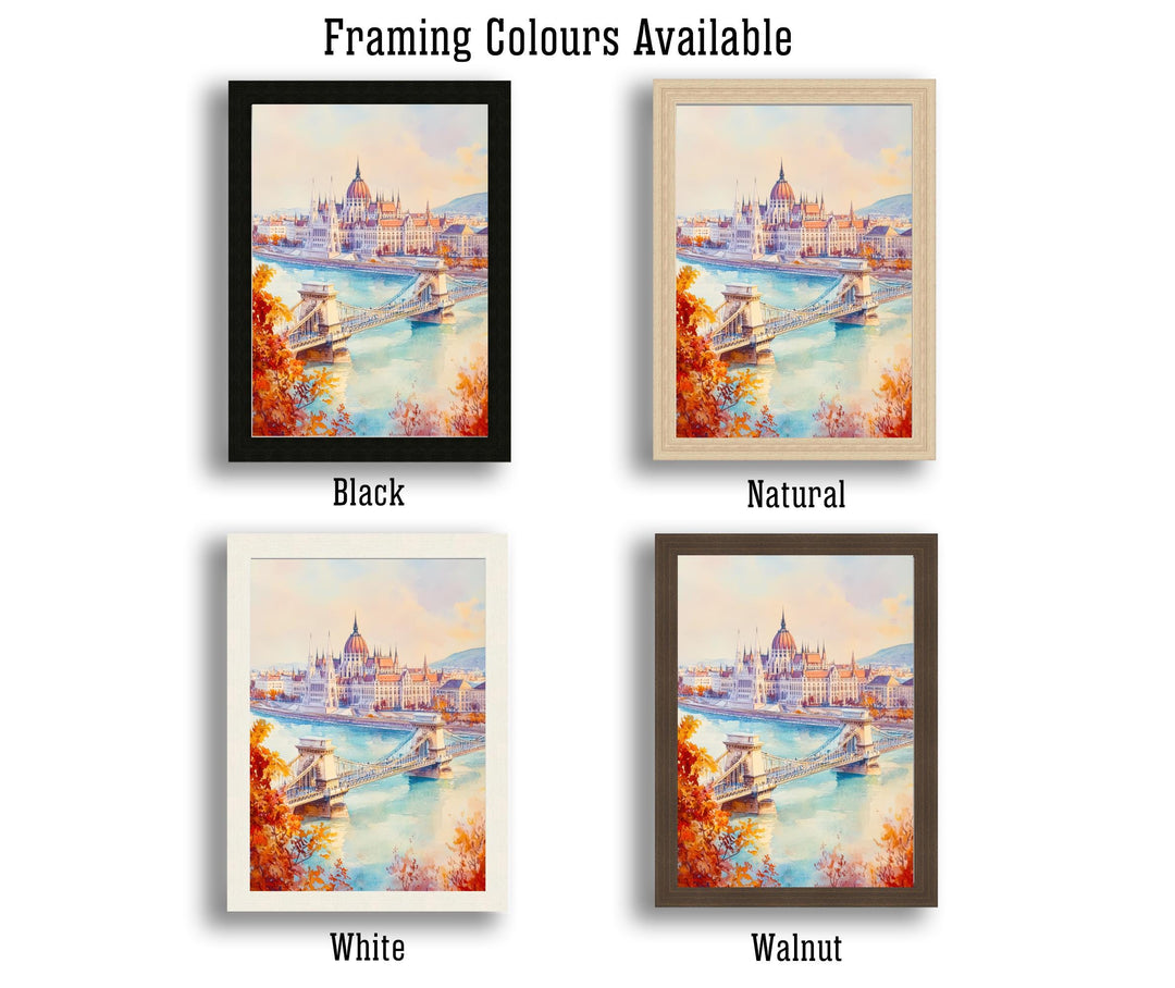 Budapest Hungary Travel Poster Print European City Wall Art Danube River Architecture Decor Gift for Hungary Lovers