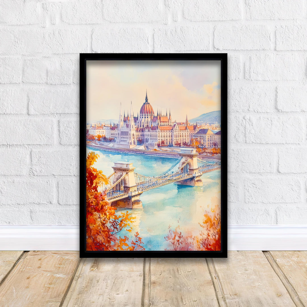 Budapest Hungary Travel Poster Print European City Wall Art Danube River Architecture Decor Gift for Hungary Lovers