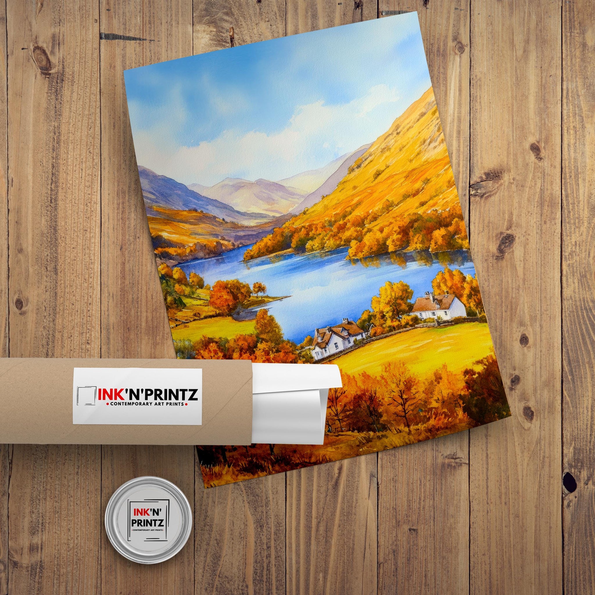 Grasmere Lake District Travel Poster Print English Countryside Wall Art Scenic Landscape Decor Gift