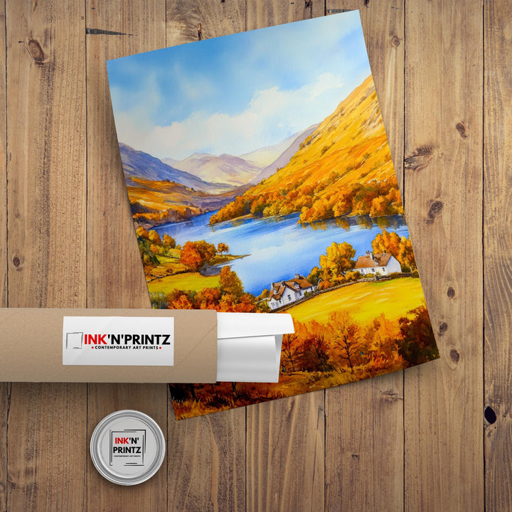 Grasmere Lake District Travel Poster Print English Countryside Wall Art Scenic Landscape Decor Gift