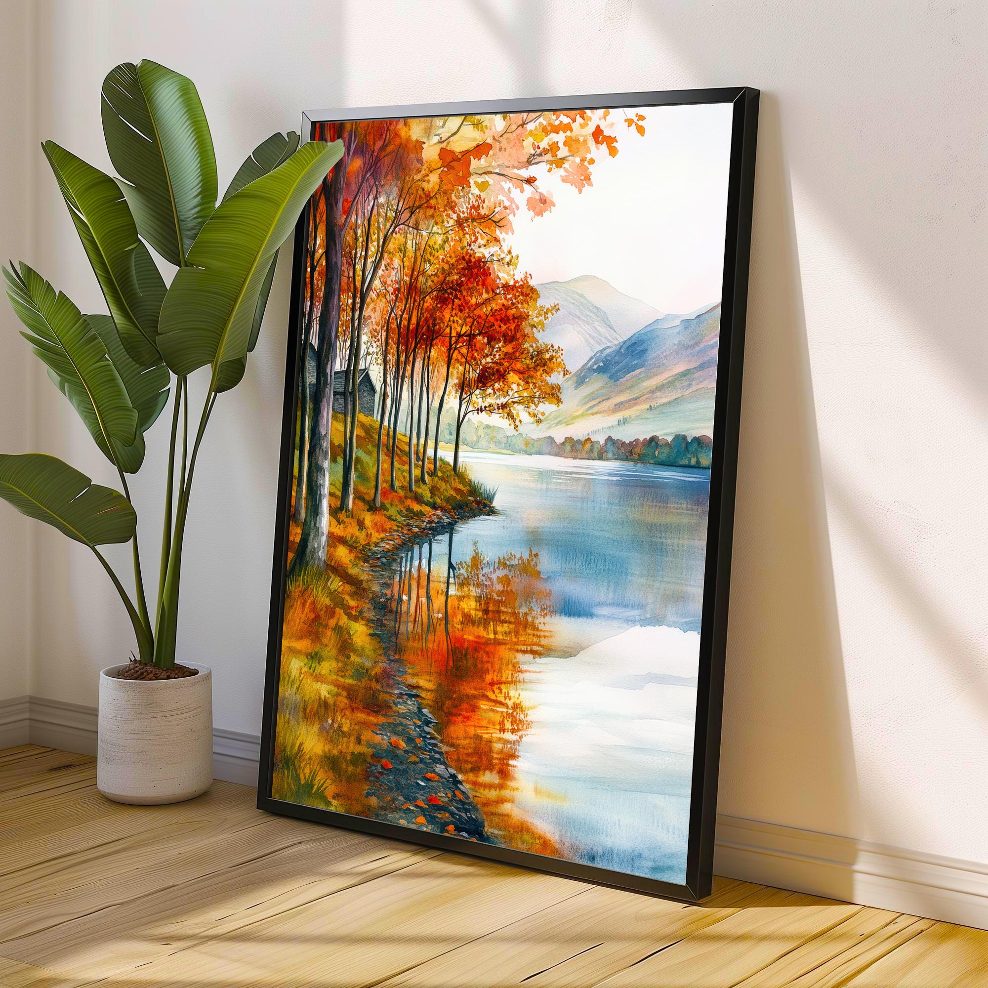 Lake District Autumn Travel Poster Print English Countryside Wall Art Fall Landscape Decor Gift