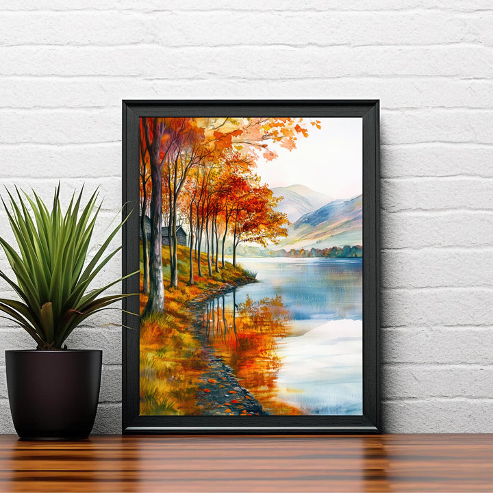 Lake District Autumn Travel Poster Print English Countryside Wall Art Fall Landscape Decor Gift