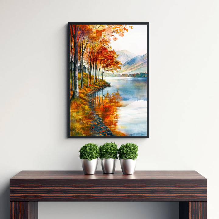 Lake District Autumn Travel Poster Print English Countryside Wall Art Fall Landscape Decor Gift