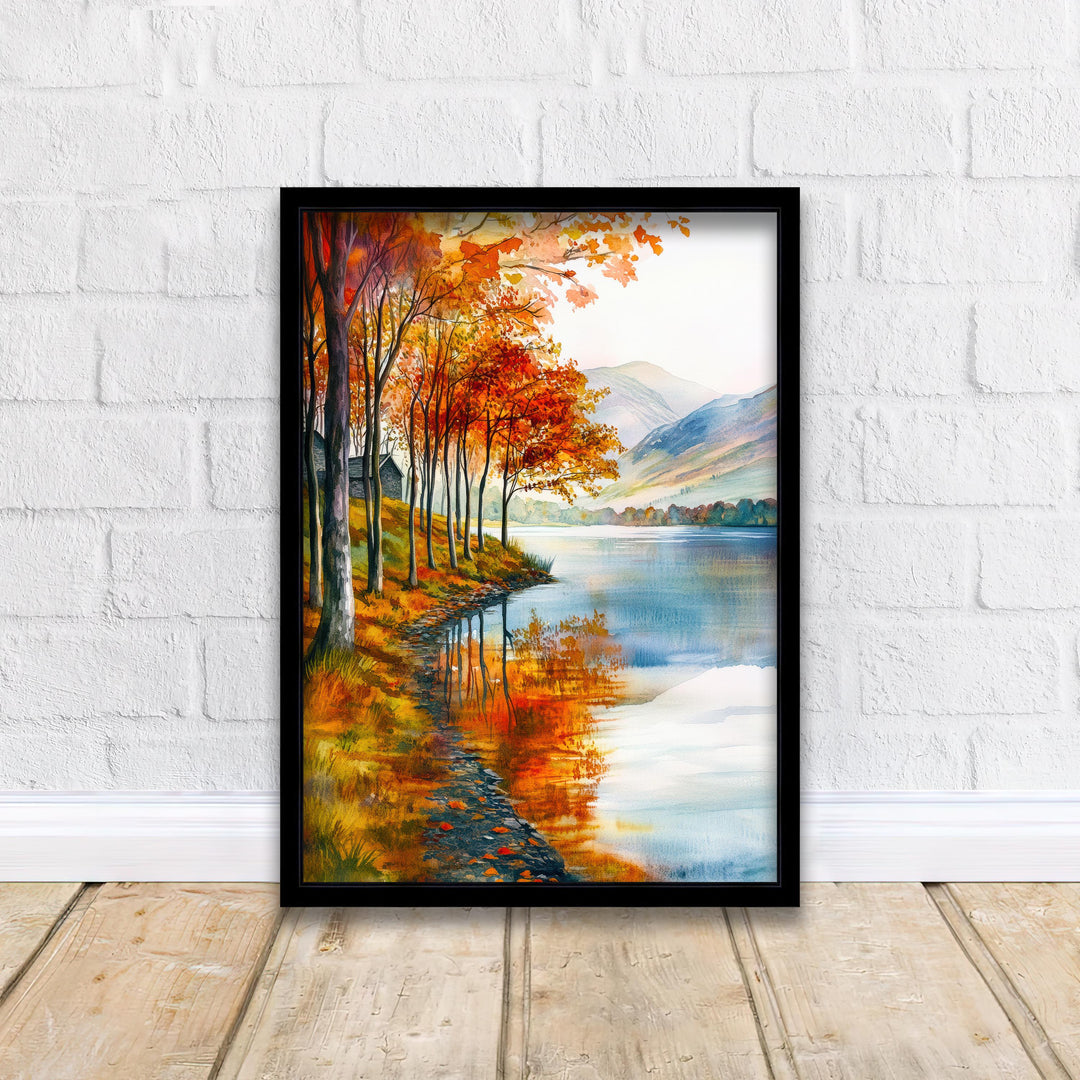 Lake District Autumn Travel Poster Print English Countryside Wall Art Fall Landscape Decor Gift