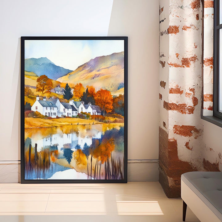 Lake District Watercolor Painting English Countryside Wall Art Scenic Landscape Print UK Travel Decor Gift