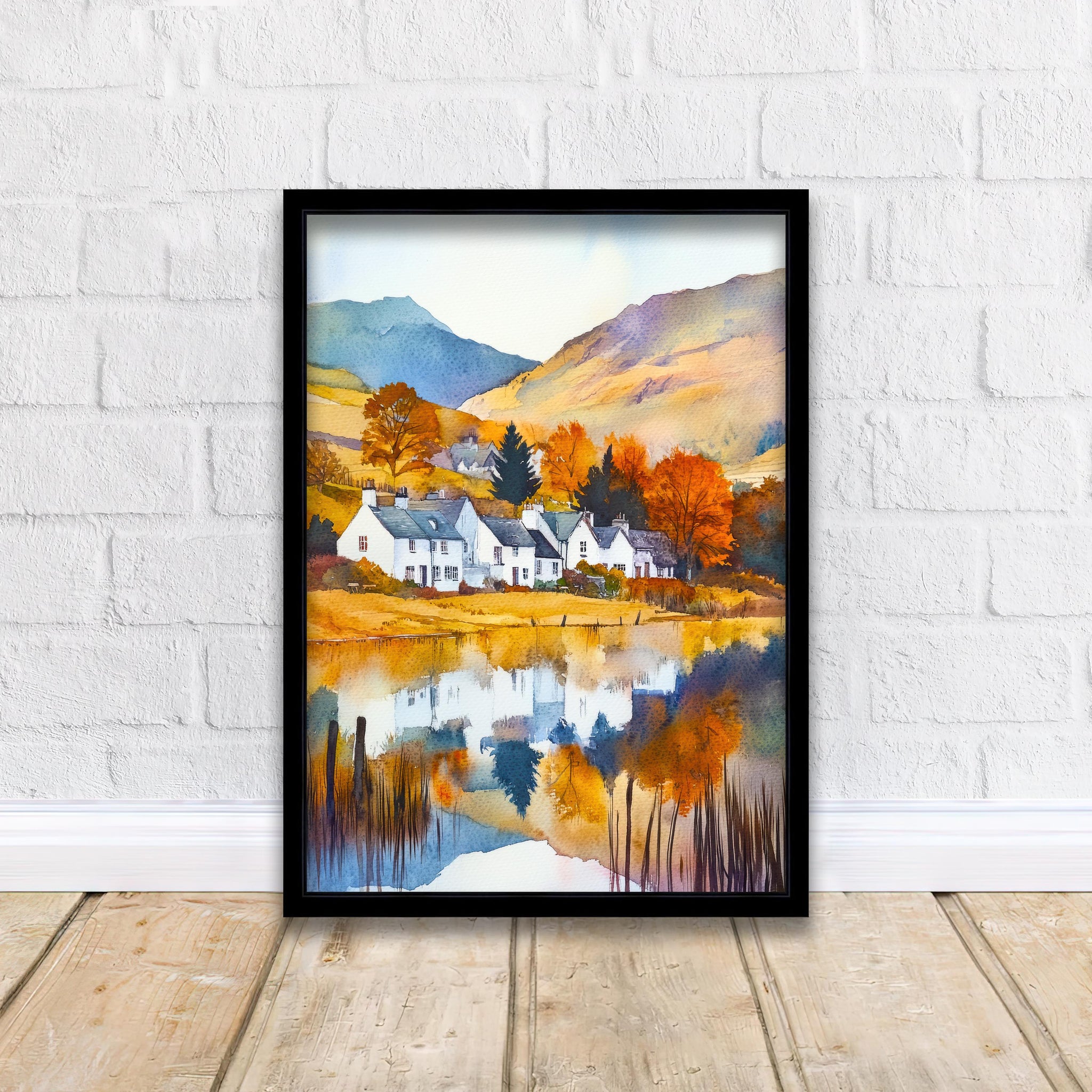 Lake District Watercolor Painting English Countryside Wall Art Scenic Landscape Print UK Travel Decor Gift