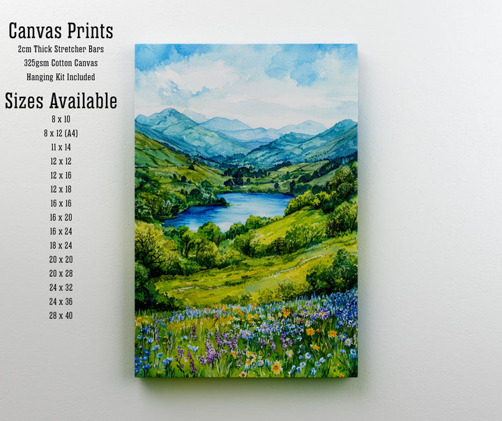 Loughrigg Lake District Travel Poster Print English Countryside Wall Art Scenic Landscape Decor Gift
