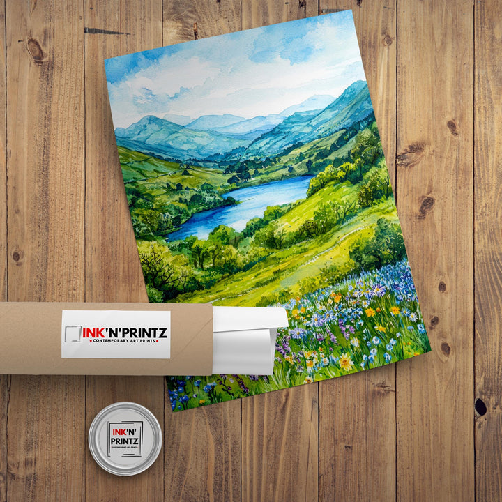 Loughrigg Lake District Travel Poster Print English Countryside Wall Art Scenic Landscape Decor Gift